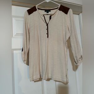 Ralph Lauren Off-White and Chocolate Top